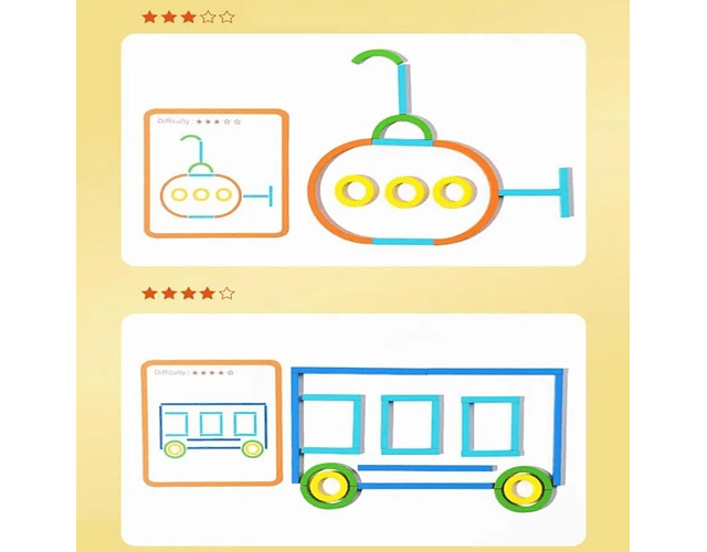 Juego de construcción de palos y anillos en forma de rompecabezas con letras de madera, bloques de tallo, juguete educativo de aprendizaje, juguetes Montessori