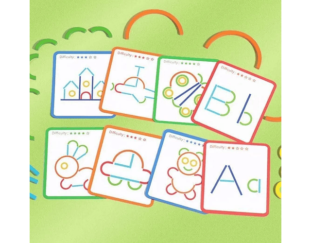 Juego de construcción de palos y anillos en forma de rompecabezas con letras de madera, bloques de tallo, juguete educativo de aprendizaje, juguetes Montessori