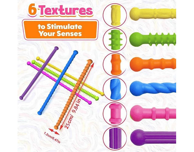 6 Bastones Varillas Texturizadas Moldeables Antiestrés 