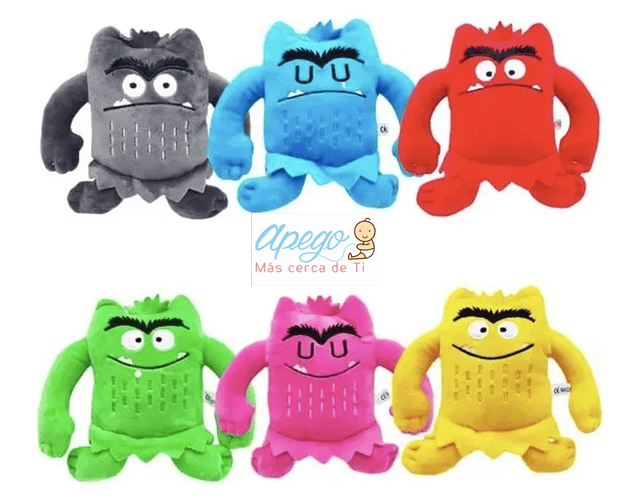 Set Peluches Monstruo de colores y emociones 14cm aprox