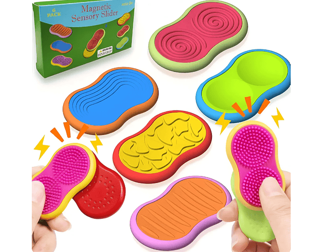 Piedras Magnéticas texturizadas de Silicona con Relieve 6pcs