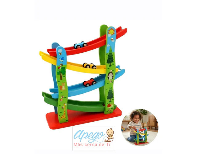 Pista Autos Madera Rampa Carreras Didáctica