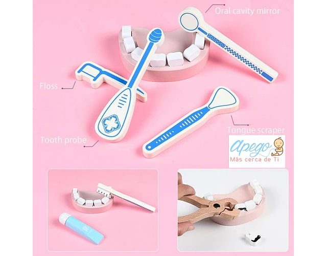 Juguete Didáctico Kit Médico Dentista Madera Juego Niños
