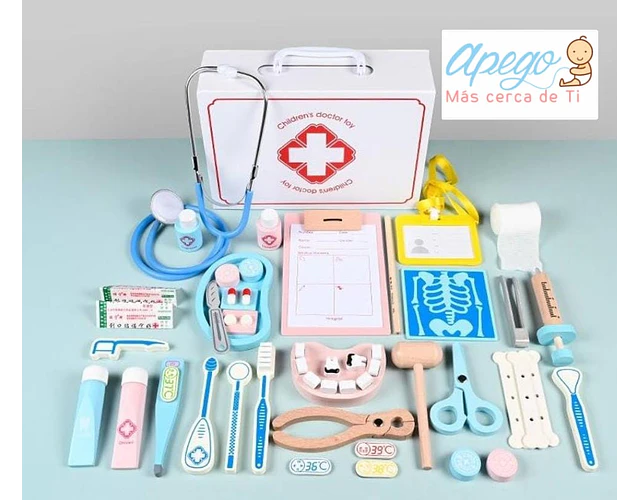 Juguete Didáctico Kit Médico Dentista Madera Juego Niños