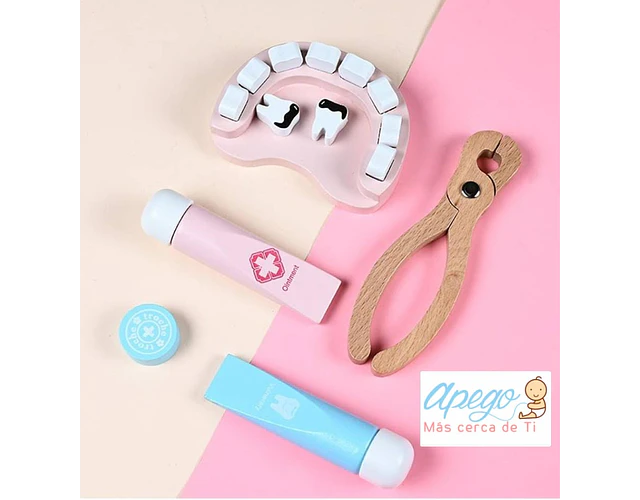 Juguete Didáctico Kit Médico Dentista Madera Juego Niños