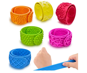 Pack 6 Pulseras Sensoriales Texturas Y Colores Diferentes