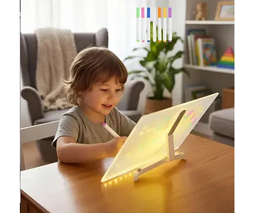 Pizarra de dibujo Led luminosa 20x30 cm con marcadores