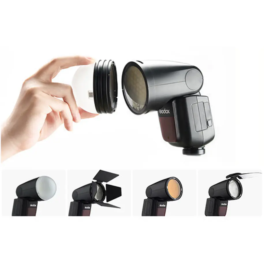 Godox V1-C Flash para Canon TTL, 76W, Con Batería de Cabeza Circular Magnética 4