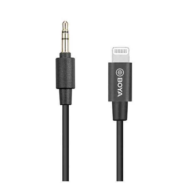 Boya BY-K1 Cable Corto Macho Lightning – macho TRS 3.5mm 3