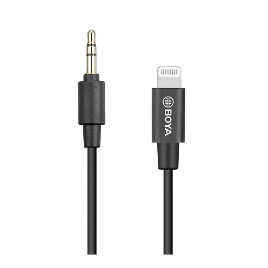 Boya BY-K1 Cable Corto Macho Lightning – macho TRS 3.5mm 3
