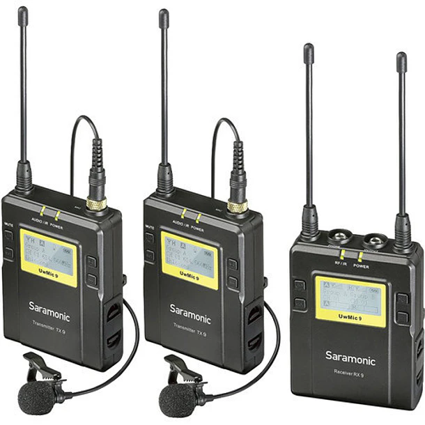 Saramonic UwMic9 Kit 2 TX9+TX9+RX9 2 Micrófonos Lavalier inalámbricos con 1 Receptor 1