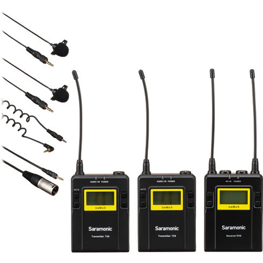 Saramonic UwMic9 Kit 2 TX9+TX9+RX9 2 Micrófonos Lavalier inalámbricos con 1 Receptor 2