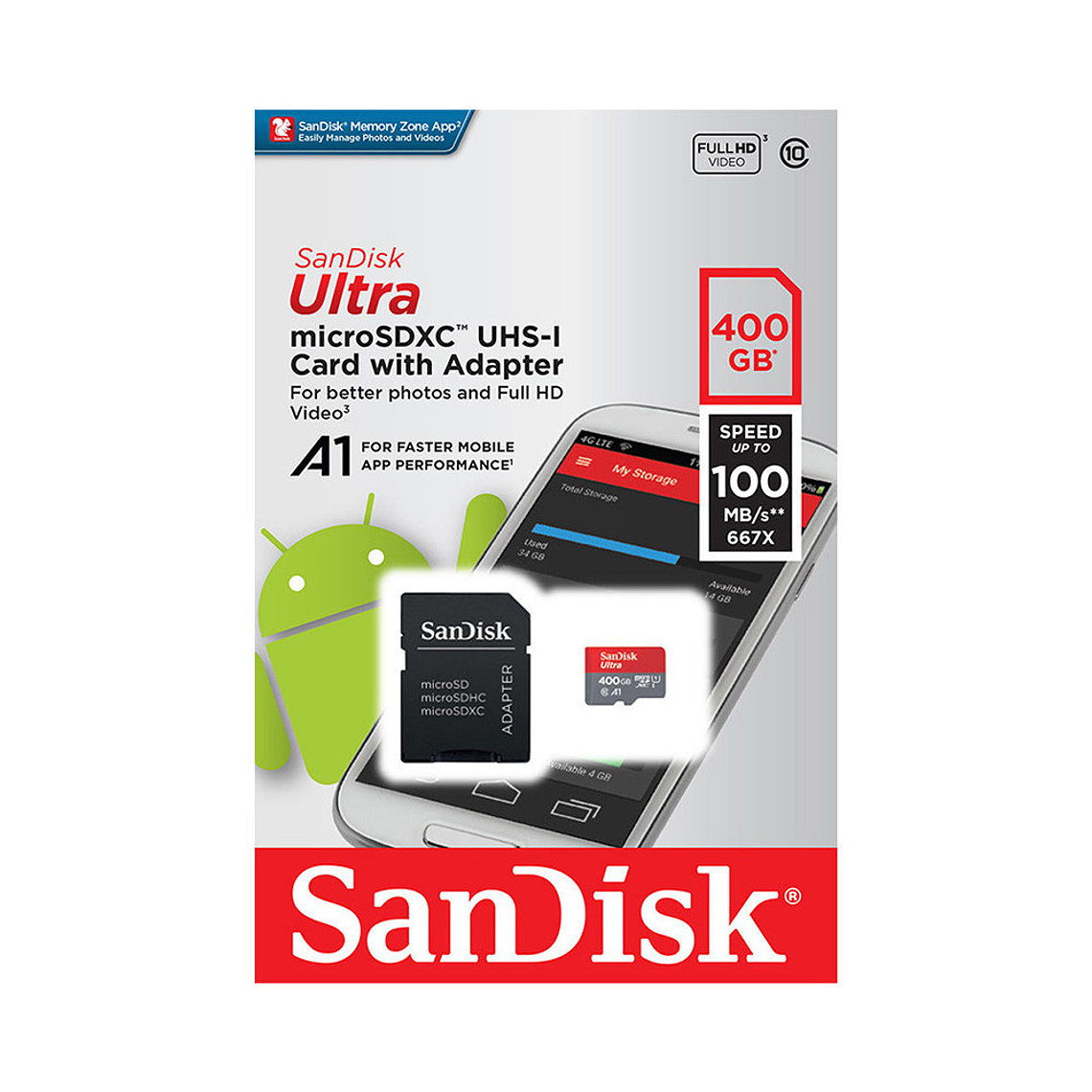 SanDisk 400GB Tarjeta de memoria Ultra UHS-I microSDXC con adaptador SD 2