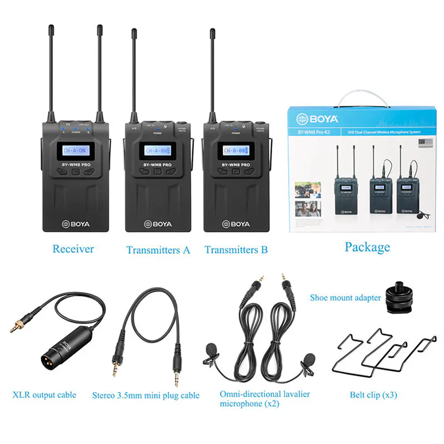 Boya BY-WM8 PRO-K2 Micrófono Incluye 2 micrófonos Lavalier Inalámbrico 4