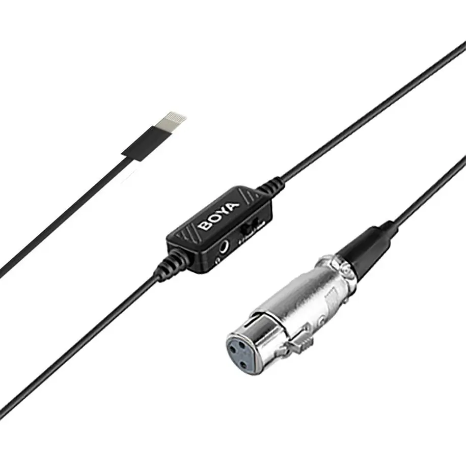 Boya BY-BCA7 Cable XLR a Lightning con Preamplificador incorporado Monitoreo y Control de Ganancia 4