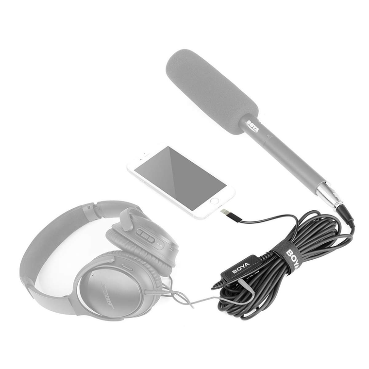 Boya BY-BCA7 Cable XLR a Lightning con Preamplificador incorporado Monitoreo y Control de Ganancia 5