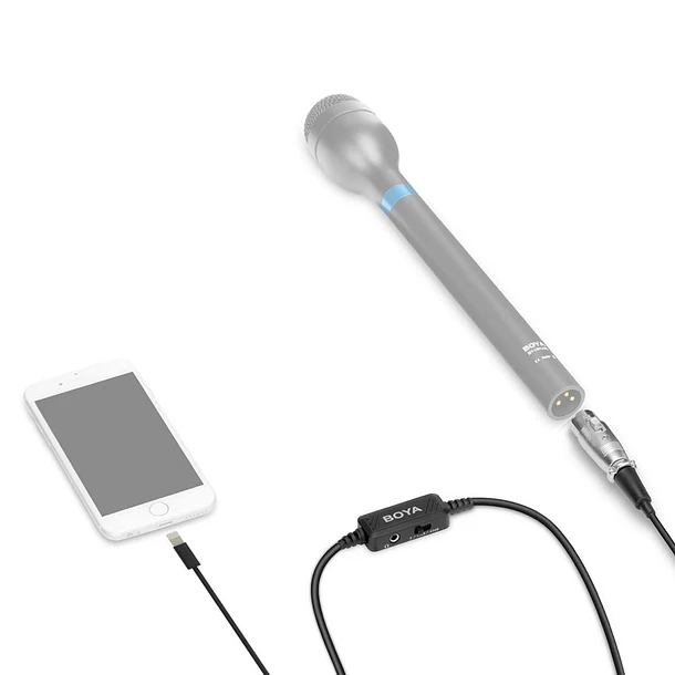Boya BY-BCA7 Cable XLR a Lightning con Preamplificador incorporado Monitoreo y Control de Ganancia 6
