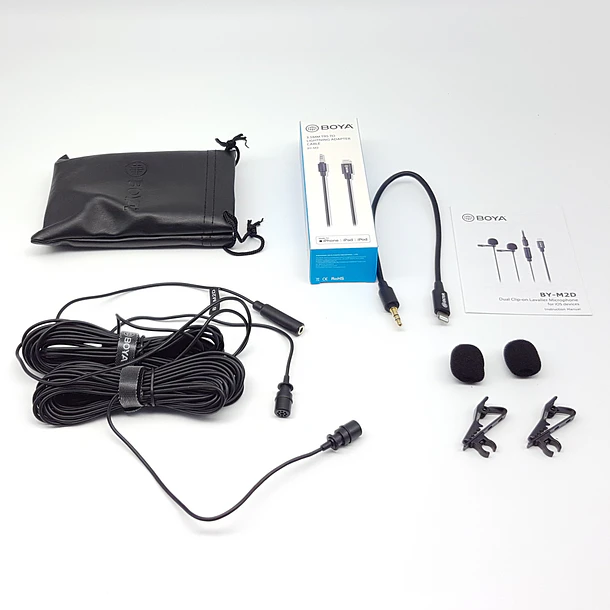 Boya BY-M2D Micrófono Lavalier DOBLE (de solapa) Para Iphone Con Conector Lightning 3