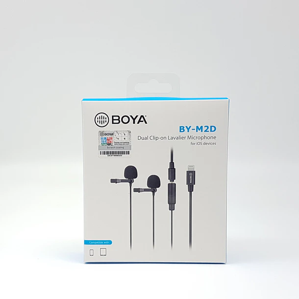 Boya BY-M2D Micrófono Lavalier DOBLE (de solapa) Para Iphone Con Conector Lightning 7