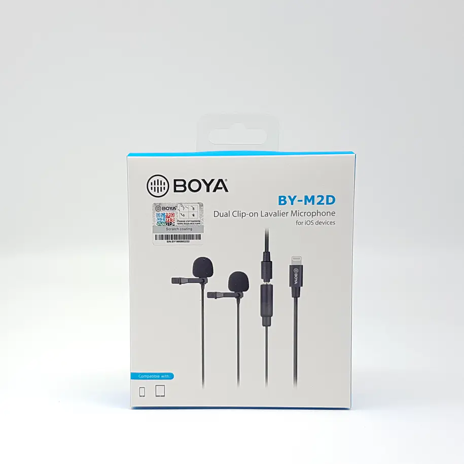 Boya BY-M2D Micrófono Lavalier DOBLE (de solapa) Para Iphone Con Conector Lightning 7