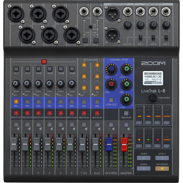Zoom Livetrak L-8 Mixer, Podcasting, música y mucho más 3