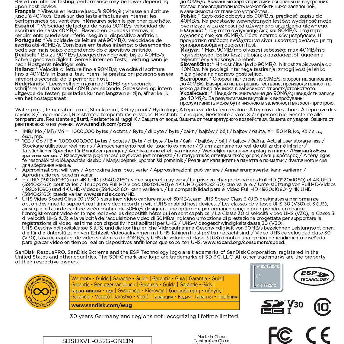 SanDisk Memoria 32GB Extreme UHS-I SDXC 3