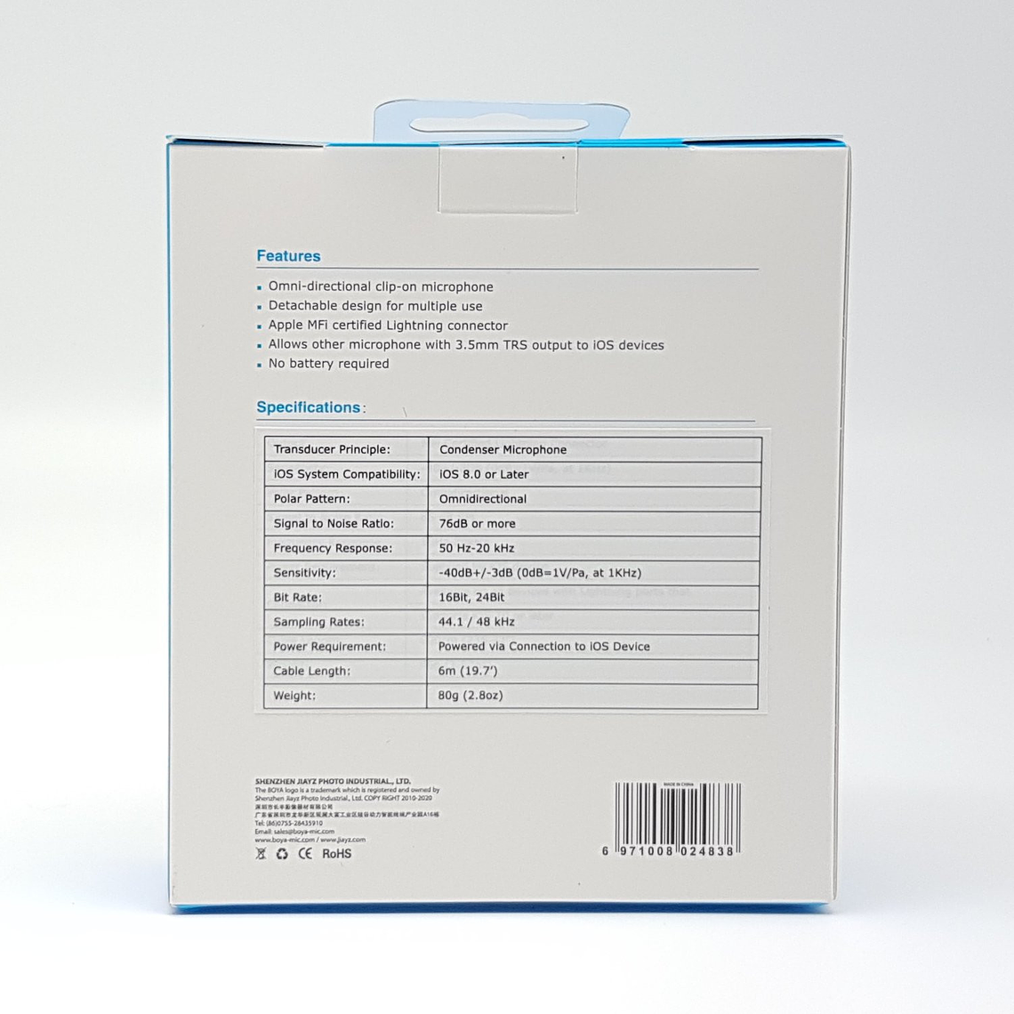 Boya BY-M2 Micrófono Lavalier (de solapa) Para Iphone Conector Lightning 12