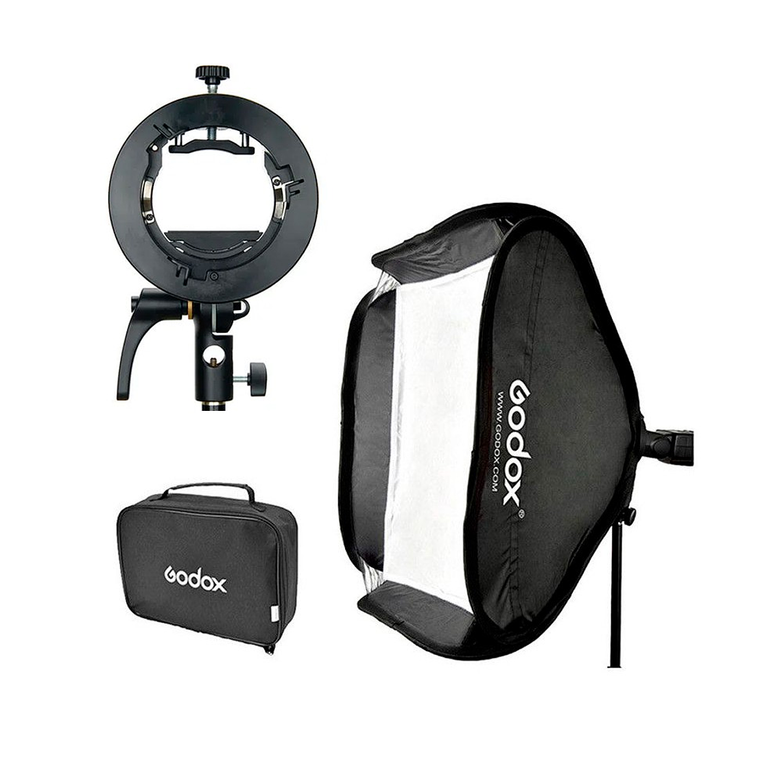 Godox Softbox 60x60 + Adaptador Bowens Para Flash Cabeza Rectangular y Redonda 1