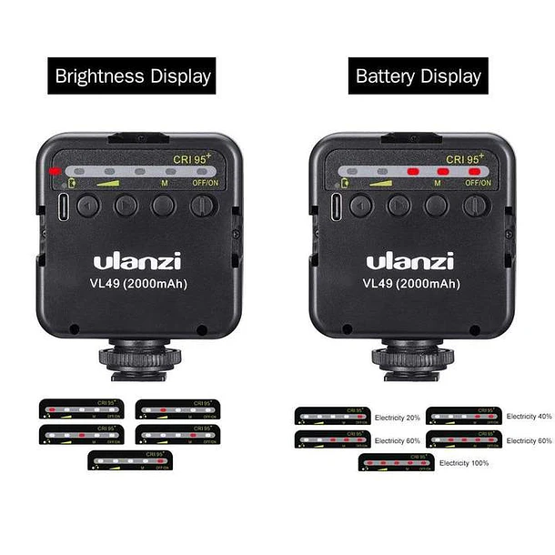 Ulanzi VL49 Mini Lámpara Led Con Batería Recargable y Soporte de Accesorios 5