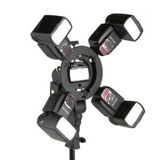 Fancier Montura S  (conocida como montura tipo Bowens) con Empuñadura para hasta 5 Flashes y Accesorios (no incluidos) 8
