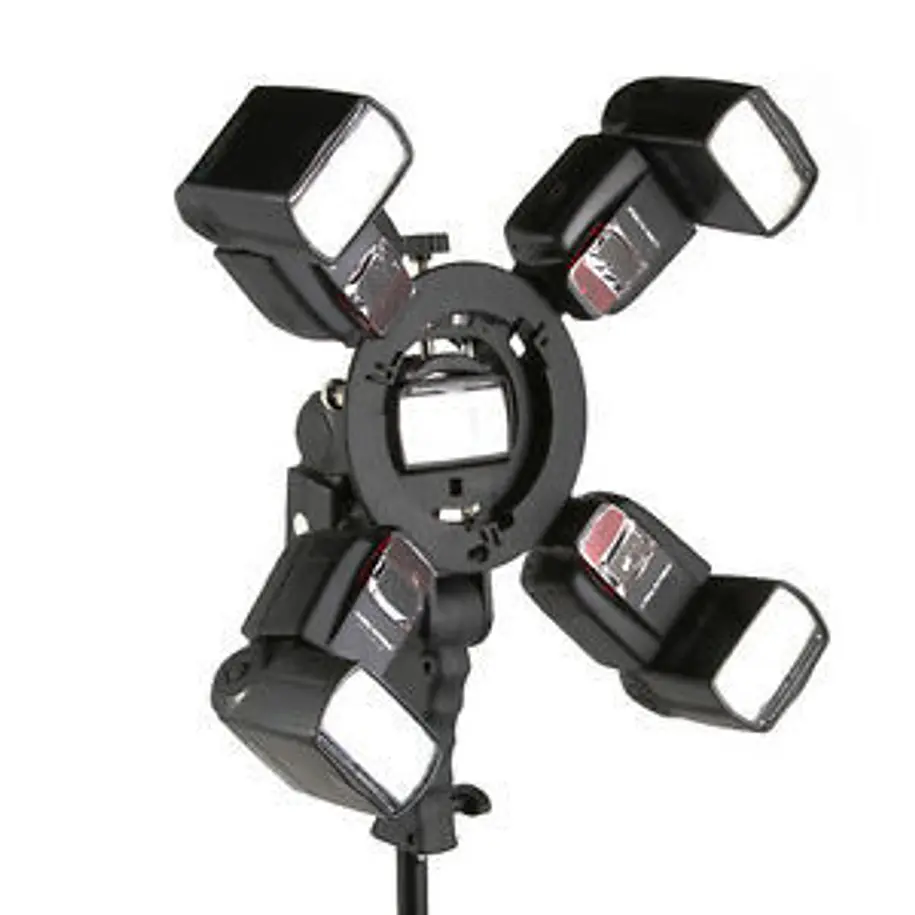 Fancier Montura S  (conocida como montura tipo Bowens) con Empuñadura para hasta 5 Flashes y Accesorios (no incluidos) 8