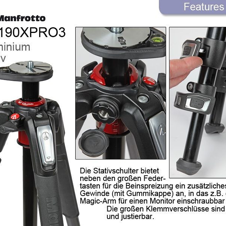Manfrotto  MT190XPRO3 Trípode de Fotografía Sin Cabezal 7