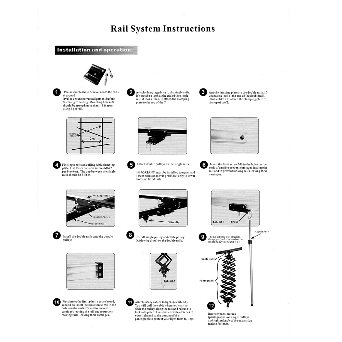 Fancier Pantógrafo Studio Sky Rail System con 4 Brazos  y 4 Rieles. Soporte de Luces y Accesorios desde el Techo 5