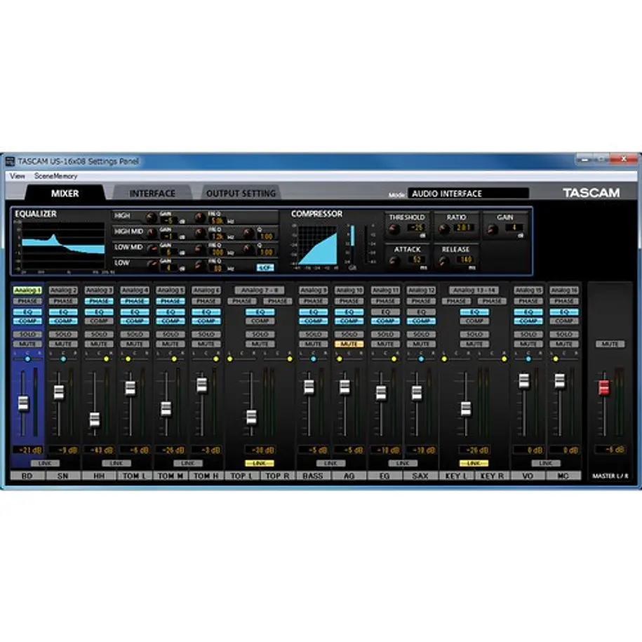Tascam US16x08 Interfaz de audio 16x08 USB 2.0 4