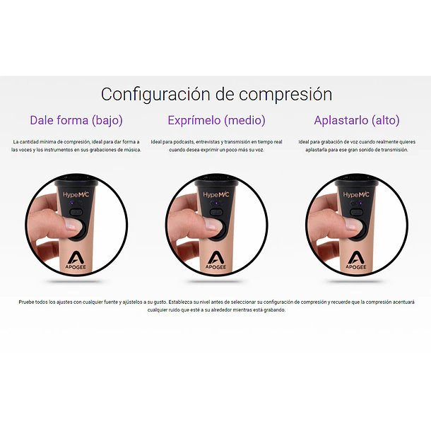 Apogee Hype Micrófono con Compresor USB para MAC - PC - Iphone 17