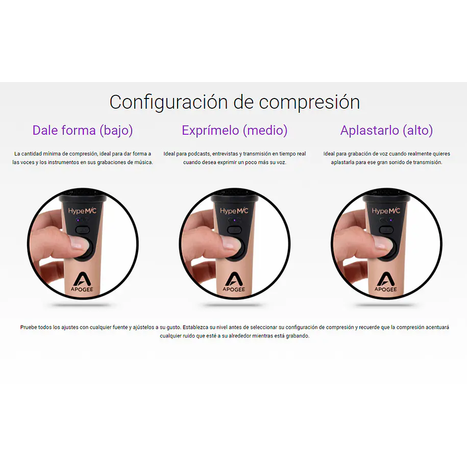 Apogee Hype Micrófono con Compresor USB para MAC - PC - Iphone 17