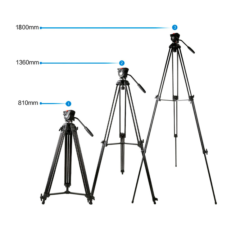 Nest NT-777 Trípode para Video de Patas Dobles y Cabezal Fluido con bocha de equilibrio de cabezal 9
