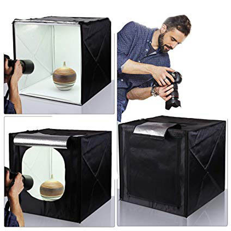 Fancier LightBox Mini Estudio Portátil de 60x60x60 cm con Luz Led y Dimmer 3
