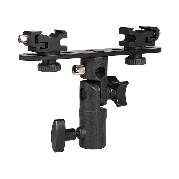Fancier Zapata Doble Para Pie de Iluminación Para dos Flashes, Micrófono y Led, Dos Leds, etc 1