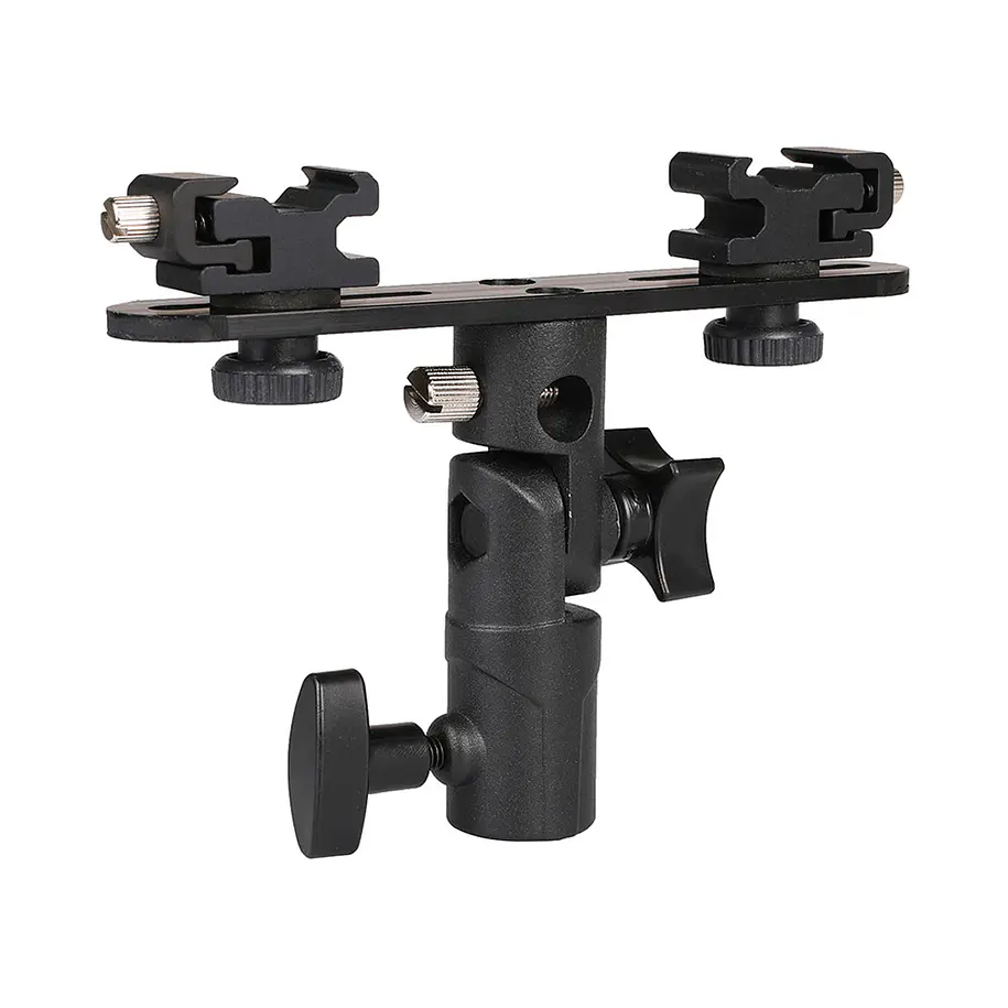 Fancier Zapata Doble Para Pie de Iluminación Para dos Flashes, Micrófono y Led, Dos Leds, etc 1