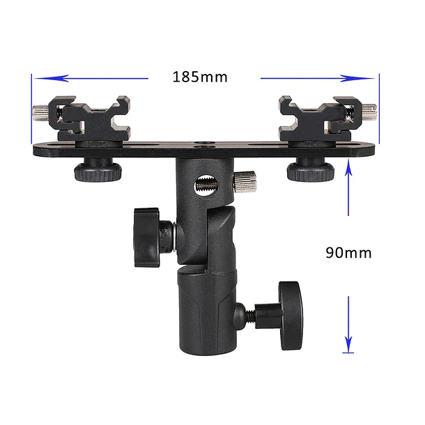 Fancier Zapata Doble Para Pie de Iluminación Para dos Flashes, Micrófono y Led, Dos Leds, etc 5