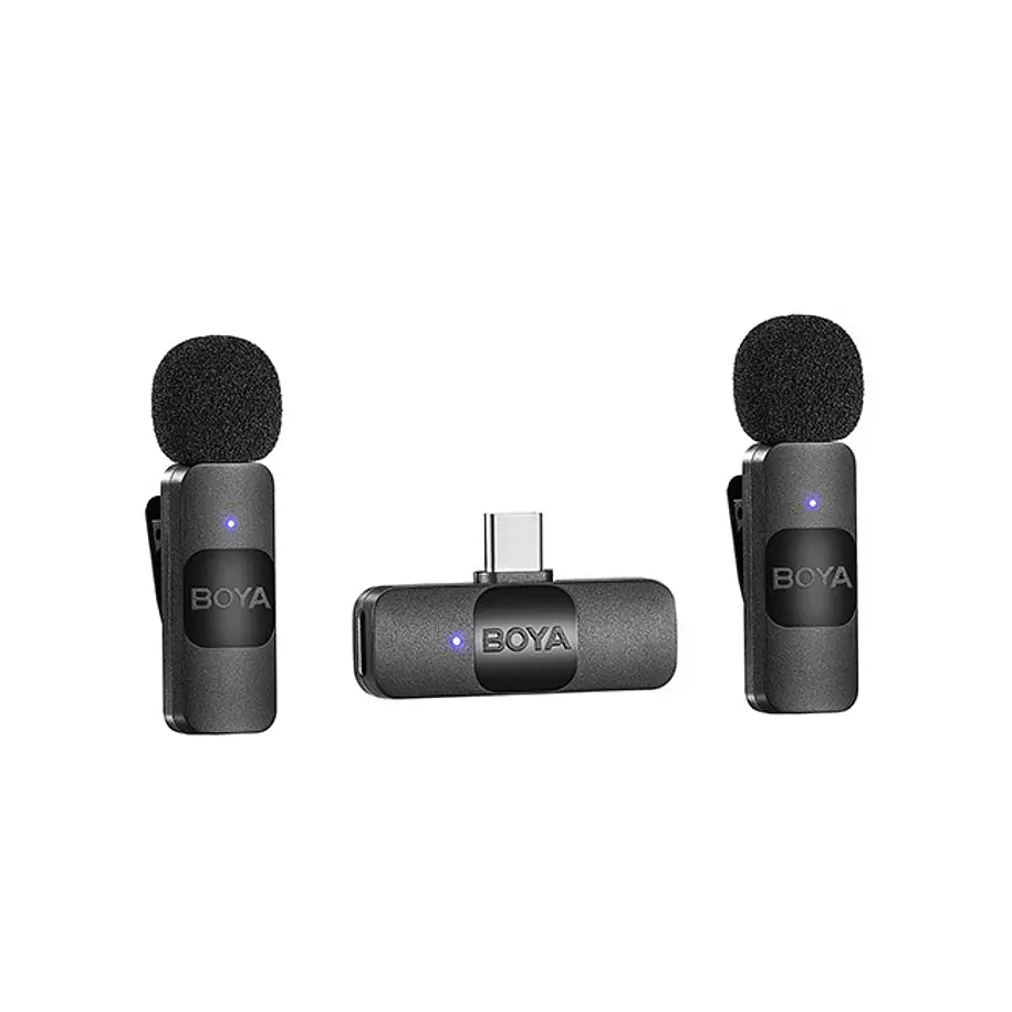 Boya BY-V20 Micrófono Inalámbrico Doble Ultra Compacto y Portable 2.4GHz Conector USB-C 5