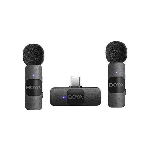 Boya BY-V20 Micrófono Inalámbrico Doble Ultra Compacto y Portable 2.4GHz Conector USB-C 6