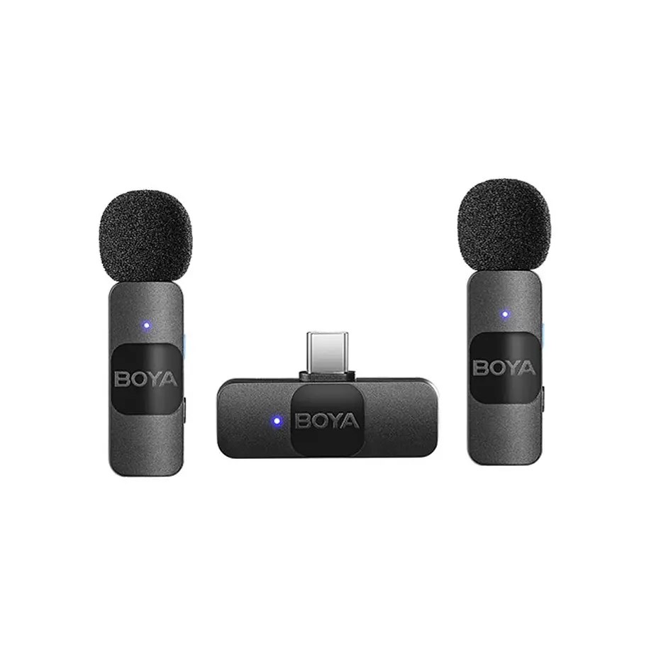 Boya BY-V20 Micrófono Inalámbrico Doble Ultra Compacto y Portable 2.4GHz Conector USB-C 6