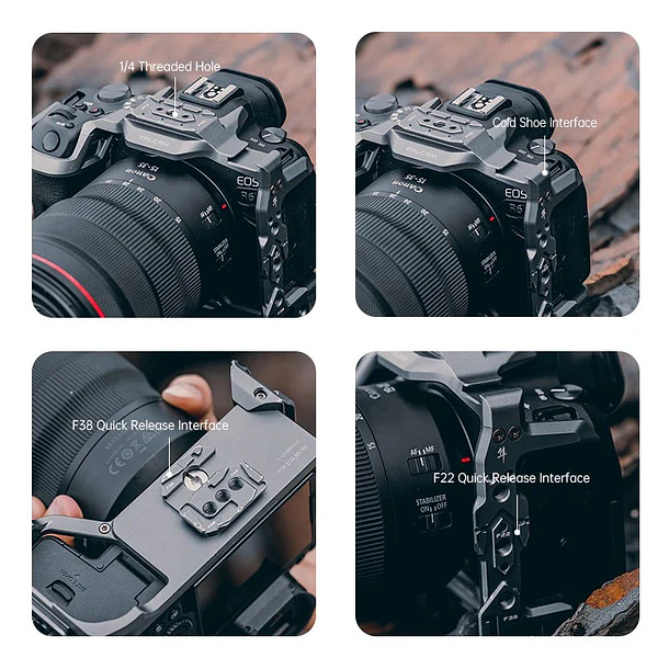 Falcam UL-2634 Carcaza Para Canon R5 y R6  Con Monturas Para Accesorios F22 y F38 2