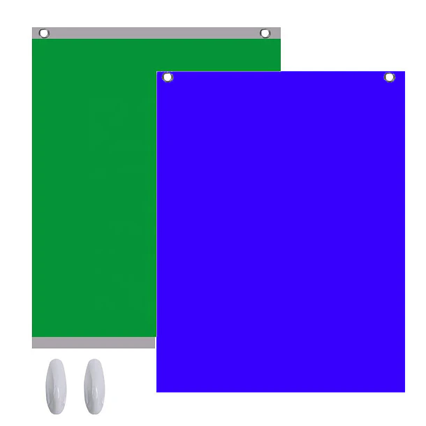 Fancier Pantalla Chroma Reversible Muselina Verde / Azul 1.5 m ancho x 2 metros Alto 1