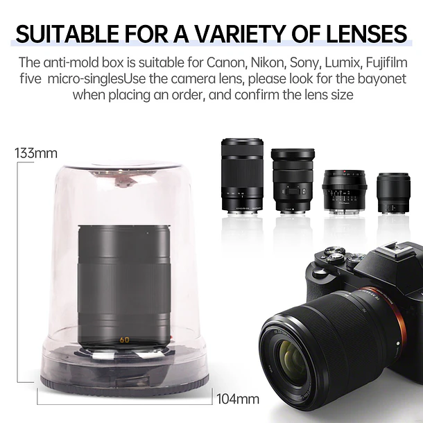 Lynca Case Para Lentes Nikon de Hasta 10 cms de Alto Con Trampa Humedad 3