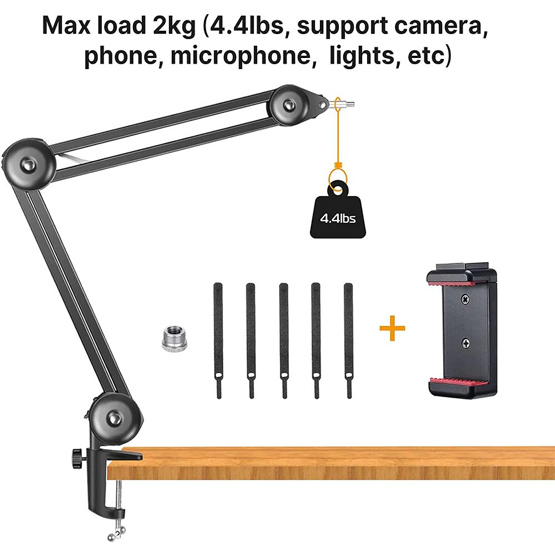 Vijim TD01 Brazo Para Montura de Cámaras, Micrófonos, Teléfonos o Accesorios 8