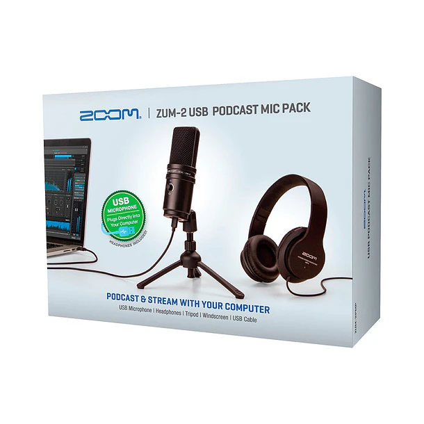 Zoom ZUM-2PMP Pack de Podcast Con Audífonos y Micrófono USB 12