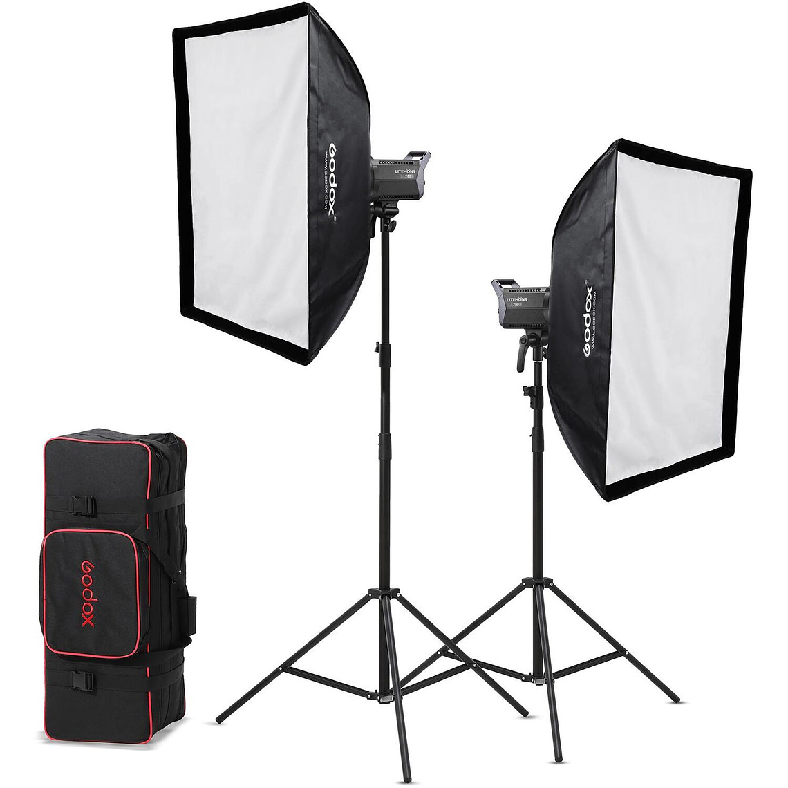 Godox LA150BI-K2 Set de 2 Luces Litemons LA150BI Bicolor Con Trípodes y Softboxes 1